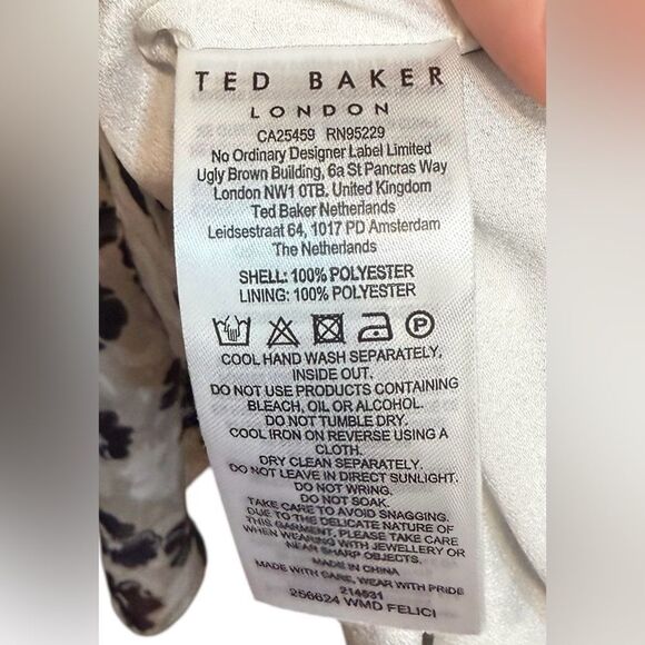 Ted Baker Felici Ruched Detailed Black and White Mini Dress, Size TB 3 US 8-10 - Picture 6 of 6